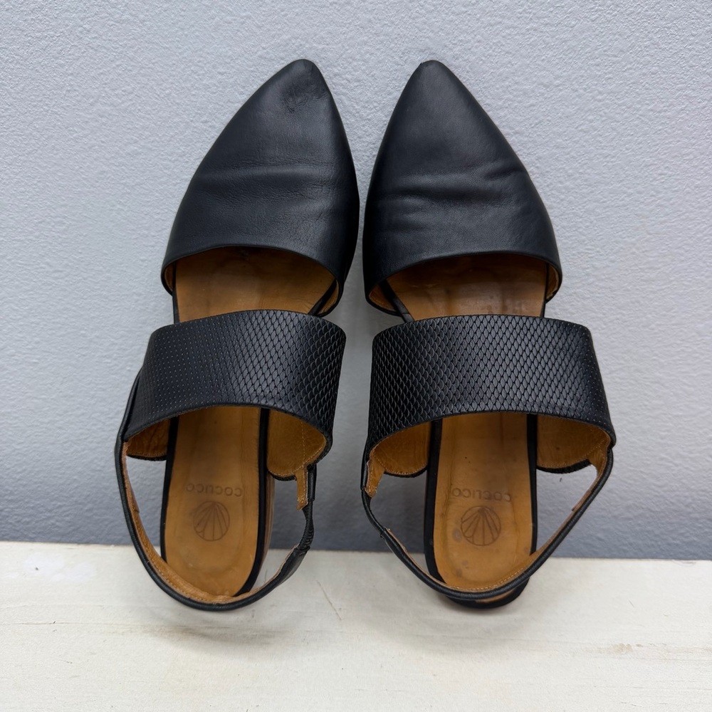 Coclico Black Leather Driggs Pointed Flats Size 36 - Picture 6 of 9